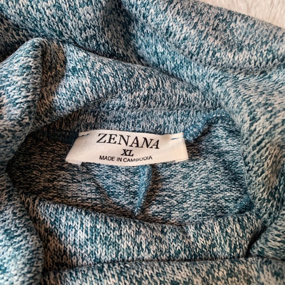 Zenana - Blue Hi-Low Cowl Oversized Sweater - Picture 4 of 7